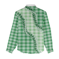 Green Hawaii Palaka Women Casual Shirt Hawaiian Pikake Lei LT05 - Polynesian Pride