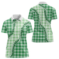 Green Hawaii Palaka Women Polo Shirt Hawaiian Pikake Lei LT05 - Polynesian Pride