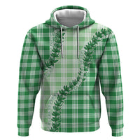 Green Hawaii Palaka Zip Hoodie Hawaiian Pikake Lei LT05 Pullover Hoodie Green - Polynesian Pride