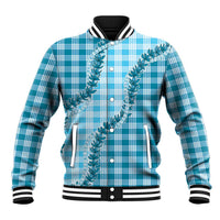 Blue Hawaii Palaka Baseball Jacket Hawaiian Pikake Lei LT05 Unisex Blue - Polynesian Pride
