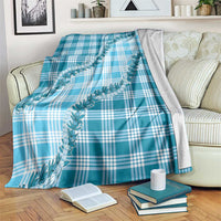 Blue Hawaii Palaka Blanket Hawaiian Pikake Lei LT05 Blue - Polynesian Pride