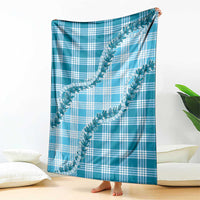 Blue Hawaii Palaka Blanket Hawaiian Pikake Lei LT05 - Polynesian Pride