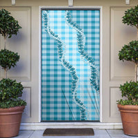 Blue Hawaii Palaka Door Cover Hawaiian Pikake Lei