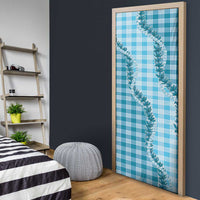Blue Hawaii Palaka Door Cover Hawaiian Pikake Lei