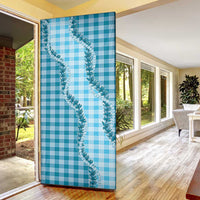 Blue Hawaii Palaka Door Cover Hawaiian Pikake Lei