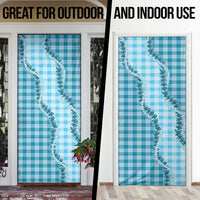 Blue Hawaii Palaka Door Cover Hawaiian Pikake Lei