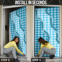 Blue Hawaii Palaka Door Cover Hawaiian Pikake Lei