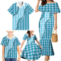 Blue Hawaii Palaka Family Matching Mermaid Dress and Hawaiian Shirt Hawaiian Pikake Lei