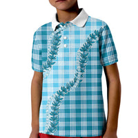 Blue Hawaii Palaka Kid Polo Shirt Hawaiian Pikake Lei LT05 Kid Blue - Polynesian Pride