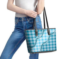 Blue Hawaii Palaka Leather Tote Bag Hawaiian Pikake Lei LT05 - Polynesian Pride