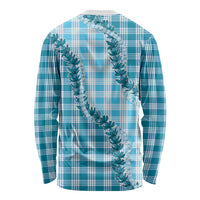 Blue Hawaii Palaka Long Sleeve Shirt Hawaiian Pikake Lei LT05 - Polynesian Pride