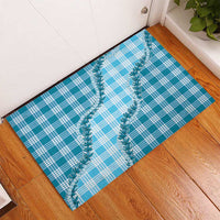 Blue Hawaii Palaka Rubber Doormat Hawaiian Pikake Lei LT05 - Polynesian Pride