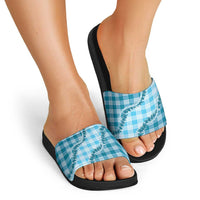 Blue Hawaii Palaka Slide Sandals Hawaiian Pikake Lei LT05 - Polynesian Pride