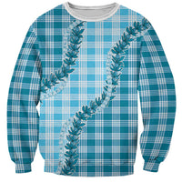Blue Hawaii Palaka Sweatshirt Hawaiian Pikake Lei LT05 Unisex Blue - Polynesian Pride