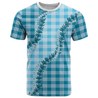 Blue Hawaii Palaka T Shirt Hawaiian Pikake Lei LT05 Blue - Polynesian Pride