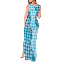 Blue Hawaii Palaka Tank Maxi Dress Hawaiian Pikake Lei LT05 - Polynesian Pride