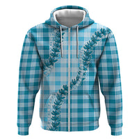 Blue Hawaii Palaka Zip Hoodie Hawaiian Pikake Lei LT05 Zip Hoodie Blue - Polynesian Pride