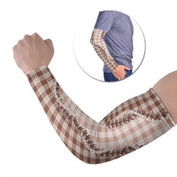 Beige Hawaii Palaka Arm Sleeves Hawaiian Pikake Lei LT05 Set of 2 Beige - Polynesian Pride