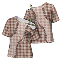 Beige Hawaii Palaka Cross Shoulder Shirt Hawaiian Pikake Lei LT05 - Polynesian Pride