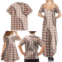 Beige Hawaii Palaka Family Matching Summer Maxi Dress and Hawaiian Shirt Hawaiian Pikake Lei