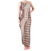 Beige Hawaii Palaka Family Matching Tank Maxi Dress and Hawaiian Shirt Hawaiian Pikake Lei