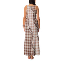 Beige Hawaii Palaka Family Matching Tank Maxi Dress and Hawaiian Shirt Hawaiian Pikake Lei