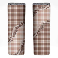 Beige Hawaii Palaka Skinny Tumbler Hawaiian Pikake Lei LT05 Beige - Polynesian Pride