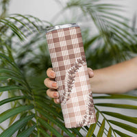Beige Hawaii Palaka Skinny Tumbler Hawaiian Pikake Lei LT05 - Polynesian Pride