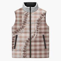 Beige Hawaii Palaka Sleeveless Puffer Jacket Hawaiian Pikake Lei LT05 Unisex Beige - Polynesian Pride
