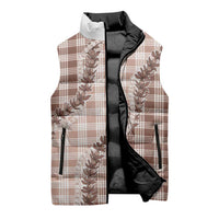 Beige Hawaii Palaka Sleeveless Puffer Jacket Hawaiian Pikake Lei LT05 - Polynesian Pride