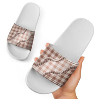 Beige Hawaii Palaka Slide Sandals Hawaiian Pikake Lei LT05 - Polynesian Pride