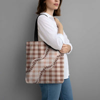 Beige Hawaii Palaka Tote Bag Hawaiian Pikake Lei LT05 - Polynesian Pride