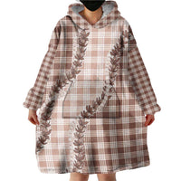 Beige Hawaii Palaka Wearable Blanket Hoodie Hawaiian Pikake Lei LT05 - Polynesian Pride
