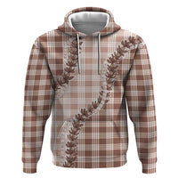 Beige Hawaii Palaka Zip Hoodie Hawaiian Pikake Lei LT05 Pullover Hoodie Beige - Polynesian Pride