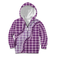 Violet Hawaii Palaka Kid Hoodie Hawaiian Pikake Lei LT05 Zip Hoodie Violet - Polynesian Pride