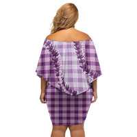 Violet Hawaii Palaka Off Shoulder Short Dress Hawaiian Pikake Lei LT05 - Polynesian Pride