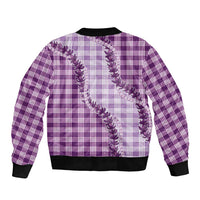 Violet Hawaii Palaka Sleeve Zip Bomber Jacket Hawaiian Pikake Lei LT05 - Polynesian Pride