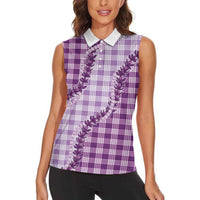 Violet Hawaii Palaka Women Sleeveless Polo Shirt Hawaiian Pikake Lei LT05 - Polynesian Pride