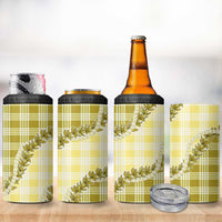 Yellow Hawaii Palaka 4 in 1 Can Cooler Tumbler Hawaiian Pikake Lei LT05 - Polynesian Pride