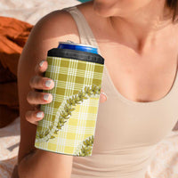 Yellow Hawaii Palaka 4 in 1 Can Cooler Tumbler Hawaiian Pikake Lei LT05 - Polynesian Pride