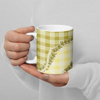 Yellow Hawaii Palaka Ceramic Mug Hawaiian Pikake Lei LT05 - Polynesian Pride