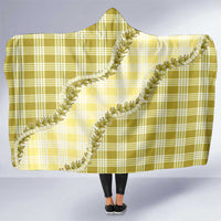 Yellow Hawaii Palaka Hooded Blanket Hawaiian Pikake Lei LT05 One Size Yellow - Polynesian Pride
