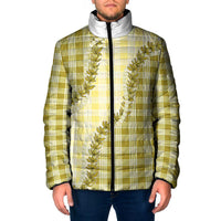 Yellow Hawaii Palaka Padded Jacket Hawaiian Pikake Lei LT05 Men Yellow - Polynesian Pride