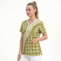 Yellow Hawaii Palaka Scrub Top Hawaiian Pikake Lei LT05 - Polynesian Pride