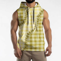 Yellow Hawaii Palaka Sleeveless Hoodie Hawaiian Pikake Lei LT05 - Polynesian Pride