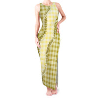 Yellow Hawaii Palaka Tank Maxi Dress Hawaiian Pikake Lei LT05 Women Yellow - Polynesian Pride