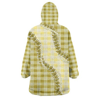 Yellow Hawaii Palaka Wearable Blanket Hoodie Hawaiian Pikake Lei LT05 - Polynesian Pride
