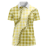 Yellow Hawaii Palaka Women Polo Shirt Hawaiian Pikake Lei LT05 Female Yellow - Polynesian Pride