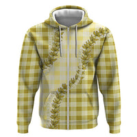Yellow Hawaii Palaka Zip Hoodie Hawaiian Pikake Lei LT05 Zip Hoodie Yellow - Polynesian Pride