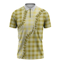 Yellow Hawaii Palaka Zipper Polo Shirt Hawaiian Pikake Lei LT05 Yellow - Polynesian Pride